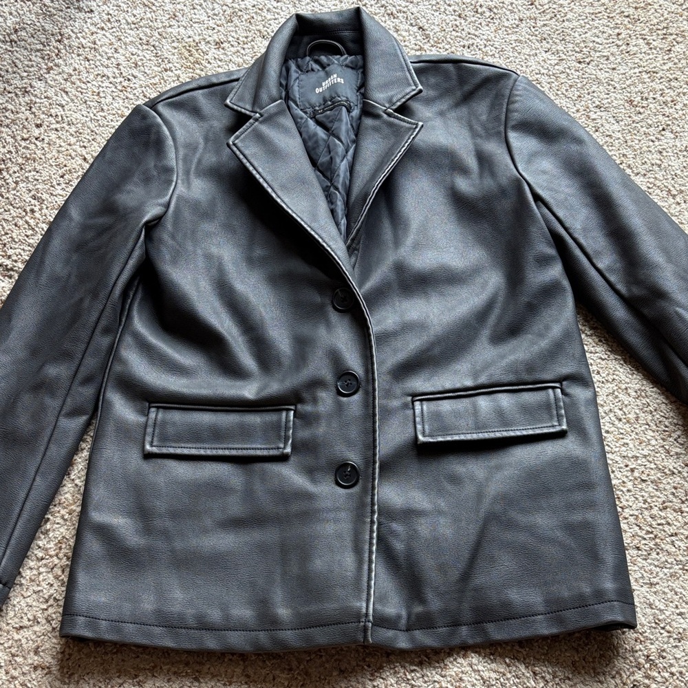 Urban Outfitters black faux leather quilted jacket size S